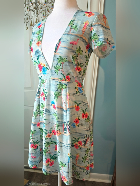 Show Me Your MuMu Dresses & Skirts - Show Me Your MuMu X Barbie Ibza Fit & Flare Mini Dress Womens S Light Blue Tropi
